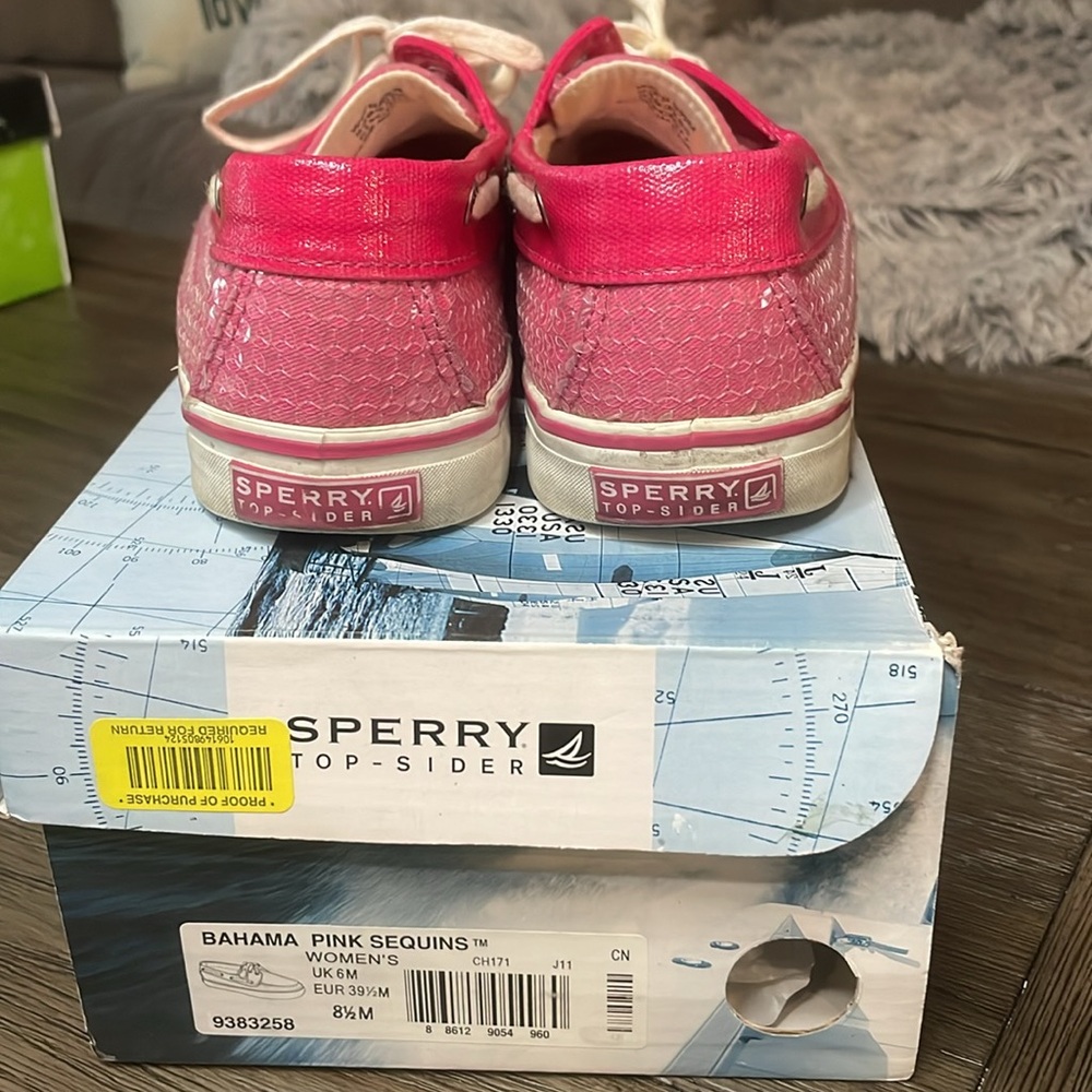 Sperry Top Sider Pink Sequin Size 8.5 Women’s - image 3